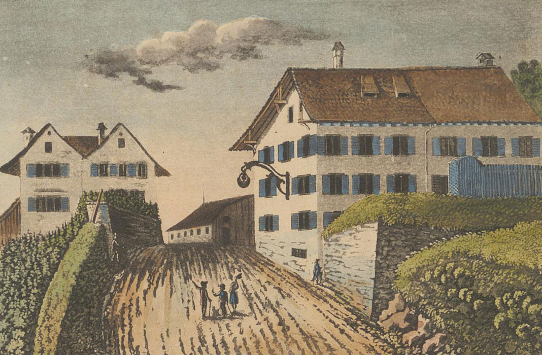 Freudweiler, Daniel Albert: An der obern Strasse. [Zürich?]: [1805]. Zentralbibliothek Zürich, Zürich 6.1, Universitätstrasse I, 1