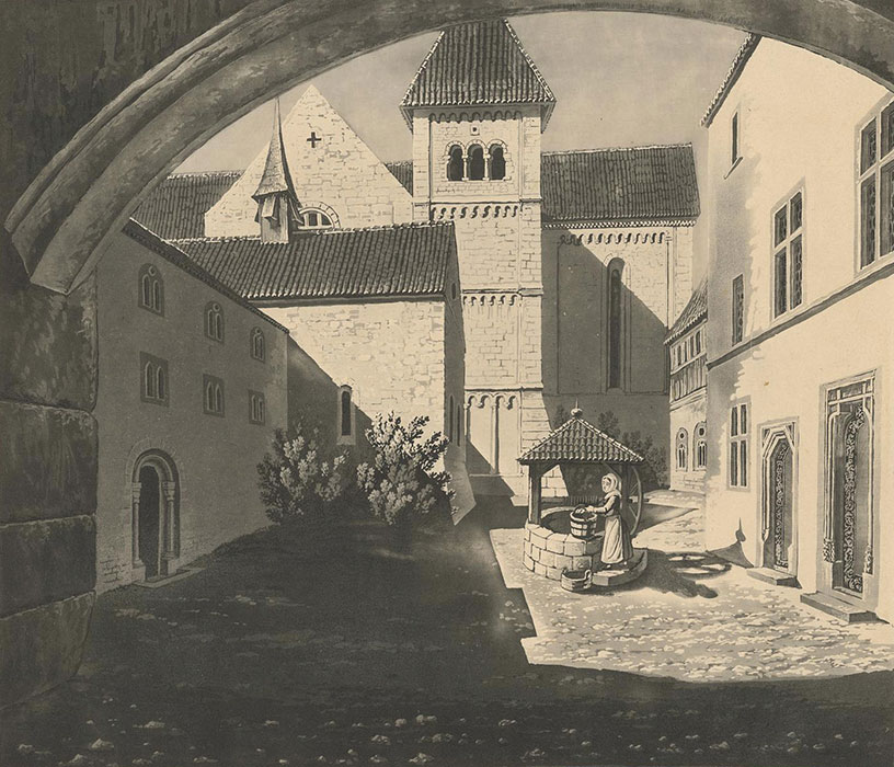 [Paul Julius Arter], Hof der Abtey Fraumünster. [Zürich]: [1837]. Zentralbibliothek Zürich, Zürich H1 Fraumünster I, 9